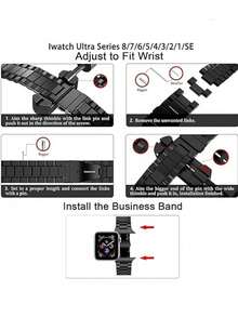 1 dây đeo kim loại đính đá rhinestone và 1 ốp bảo vệ PC đính đá rhinestone cho I-Watch Ultra2/Ultra/SE2/SE/11/10/9/8/7/6/5/4/3/2/1 size 38/40/41/42/44/45/46/49mm - Bạc - Xem 6