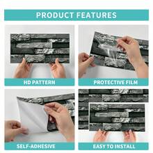 6pcs Self-Adhesive Wall Stickers, Removable PVC Tile Stickers, Classic Color Patterns, Waterproof, Oil-Resistant, Suitable For Living Room, Kitchen, Bathroom, Home Decor Wall Renovation, DIY, Size 15*30CM - FG-513 - View 11