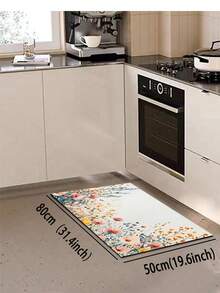 1/2pcs Rubber Kitchen Rug, Romantic Floral Anti-Fatigue Kitchen Mat, Non-Slip Washable Kitchen Mat, Comfortable Standing Mat - Multicolor - View 17