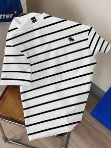 Camiseta casual de verano para hombre talla grande con estampado de limón y letras - Blanco - Ver 1