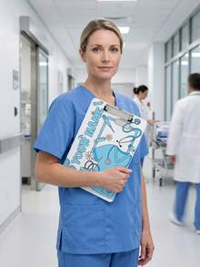 1pc Personalized Nurse Clipboard 2026, Customized Name Nursing Student Gift, Cute Medical Brush Stethoscope Clipboard Suitable For RN LPN, Nursing Office Desk Decor, Teacher Back To School Gift - Multicolor - View 6