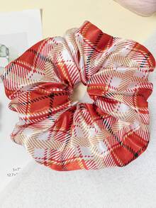 1個格紋大腸圈髮圈，時尚日常街頭風百搭髮飾，彈性馬尾髮帶橡皮筋 - 彩色 - 查看 5