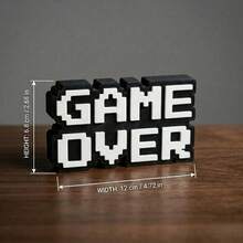 Retro Pixel "GAME OVER" Desktop Decor Sign, Suitable Gift For Gamers, 8-Bit Gaming Room Desktop Decoration, Size 4.7 X 2.7 Inches, No Power Required - GAME OVER - View 7