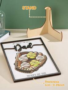 1pc Custom Wooden Frame, Personalized We Caught The Best Dad Baseball Gift, Layered Wood Sign With Names, Custom Father's Day Gift, Unique Gift For Valentine's Day, Anniversaries, Birthdays, Ideal For Dad, Father, Grandpa, Gift For Him - Multicolor - View 5