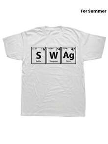 Camiseta gráfica con la inscripción "Swag" (S--Ag), perfecta para ropa de calle de verano, manga corta e ideal como regalo de cumpleaños para hombres. - Blanco - Ver 2
