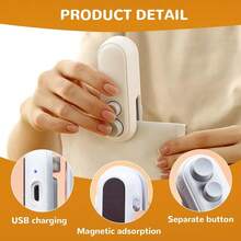 Mini Snack Bag Sealing Machine, Rechargeable 2-In-1 Bag Heat Sealing Machine, With Chip Cutter, Plastic Bag Resealing Machine To Keep Food Fresh, Small Sealing Machine With Blade, Hot Vacuum Sealing Machine, USB Charging Sealing Machine, Food Storage Sealing Machine,With Magnet,Portable Handheld Vacuum Sealer,Bag Closer For Chips Cookies Fresh Keeping Kitchen Home Use - White - View 6