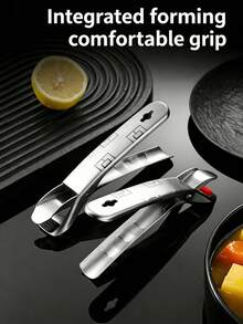 Practical Solid Color Stainless Steel Bowl Clip, High Temperature Resistant Anti-Slip Anti-Scald Gripper, Multifunctional Heat Proof Plate Dish Clamp For Home Kitchen Daily Use - Multicolor - View 1