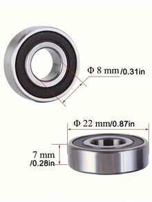 608RS Deep Groove Ball Bearing, High-Speed Quiet High-Precision Carbon Steel Bearing, Dust-Proof Wear-Resistant, Suitable For Skateboard Roller Skate Motor Replacement - A - View 3