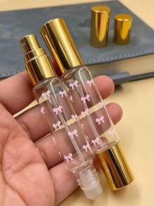 旅行用迷你香水可重複填充噴霧器容器，10ml 香水旅行可重複填充，雙頭二合一香水分裝器，具滾珠與噴霧功能，附雛菊與愛心印花圖案化妝瓶，香水旅行噴霧分裝器 - 彩色 - View 3