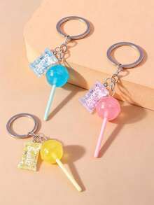 Cute Glitter Lollipop Candy Keychain, Realistic Candy Bag Charm, Transparent Glow-In-The-Dark Acrylic Lollipop, Mini Fashion Purse Accessory,Daily Bag & Car Key Decoration,Unique Birthday Gifts, Holiday Gifts, Party Gifts, Vacation Gifts, Wedding Gifts, Back-To-School Gifts - Multicolor - View 2