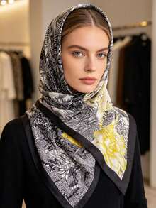1 chiếc khăn quàng cổ bằng lụa chéo in hoa dành cho phụ nữ, thích hợp để đeo hàng ngày, khăn bandana thanh lịch, dây buộc tóc, dây buộc đầu lý tưởng để làm nổi bật vẻ ngoài của bạn vào mùa đông thu - Màu xanh hải quân - Xem 16