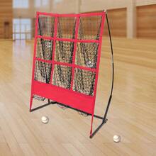 Red Black 9-Grid Baseball Training Net, Baking Paint Iron Frame Polyester Fiber Freestanding Pitching Practice Net With Deep Ball Pocket Ground Stakes, Lightweight Detachable Indoor Outdoor Softball Batting Practice Target Net - A - View 11