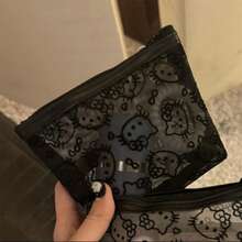 SANRIO Túi mỹ phẩm lưới Hello Kitty, túi đựng đồ trang điểm khóa kéo trong suốt dễ thương có mặt dây chuyền xương, túi đựng đồ trang điểm dung tích lớn, túi trang điểm chống ô nhiễm, túi đựng đồ vệ sinh cá nhân du lịch dễ thương cho bé gái và phụ nữ - Nhiều màu - Xem 8