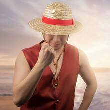 Netflix 1PC One Piece Officially Licensed  Straw Hat Authentic Woven Straw Material With Red Ribbon Band Classic Anime Cosplay Accessory Perfect For Costume Parties Fan Events And Daily Wear Ideal Gift For One Piece Enthusiasts - FB-cR1394 - View 7