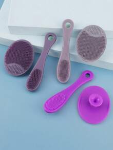 2pcs Silicone Facial Cleansing Brush + Replacement Brush Head, Manual Deep Pore Cleansing Exfoliating Brush, Soft Facial Cleansing Brush, Suitable For All Skin Types, Blackhead Removal - Multicolor - View 3