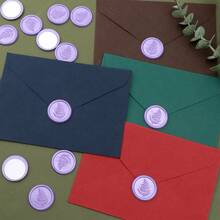 20 Piezas Pegatinas de Sello de Cera con Patrón de Romero Autoadhesivas para Regalos, Invitaciones de Boda, Sobres - Púrpura - Romero - Morado - Ver 5