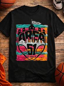Everyday Wear Spurs Basketball Game Day Statement Print Ladies Top - Black - View 1