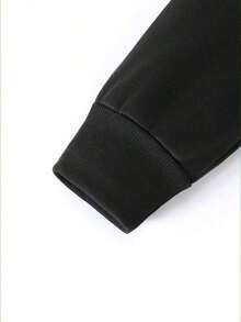 Homme Men's Geometric Print Hoodie With Kangaroo Pocket And Drawstring - 黑色 - 查看 4