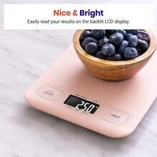 Food Kitchen Scale, Digital Grams And Ounces Weight Loss, Baking, Cooking, Keto And Meal Prep, LCD Display, Medium, Pink - 粉色 - 查看 5