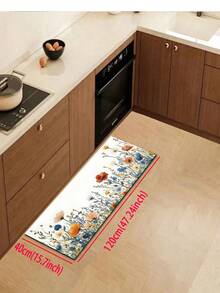1/2pcs Rubber Kitchen Rug, Romantic Floral Anti-Fatigue Kitchen Mat, Non-Slip Washable Kitchen Mat, Comfortable Standing Mat - Multicolor - View 12