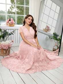 Reflora Vestido floral elegante para mujer de talla grande, vestido de verano para boda - Rosa vieja - Ver 4