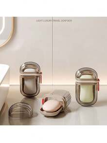 1pc Portable Soap Box With Lid, Leak-Proof Travel Soap Storage Case, Oval Compact Design With Drainage Holes, Transparent Lid, Suitable For Camping, Gym, Bathroom And Kitchen, Durable Material - One Size Fits All - View 8