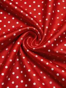Vestido de satén con escote en V profundo y cuello halter de encaje, vestido de línea A sin espalda, versátil para viajes y vacaciones - Rojo - Ver 7