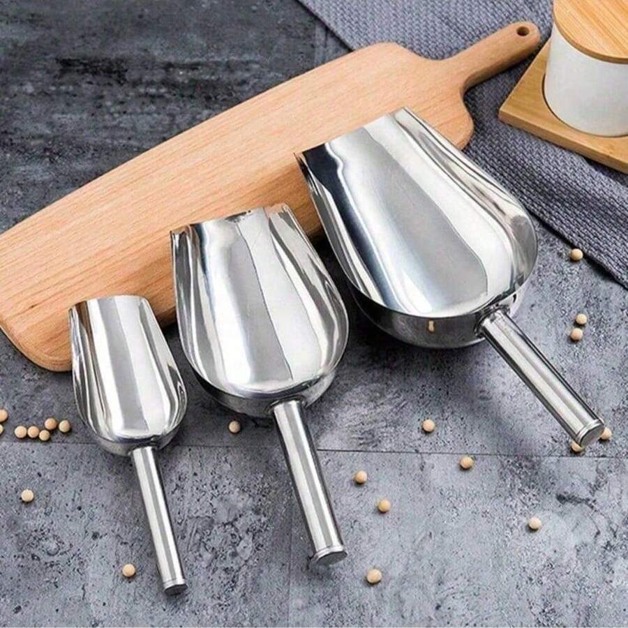 1pc Multi-Functional Stainless Steel Ice Scoop, Suitable For Ice Cubes, Food, Etc., Perfect For Weddings, Buffets And Home Kitchen Use - View 1