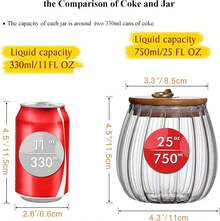 2 Pcs Round Glass Storage Jars With Bamboo Lids, Airtight Canisters For Nuts, Tea, Snacks, Coffee Beans, Kitchen Counter Organizer - View 3