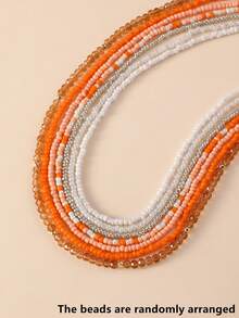 NAIZHU 7pcs Bohemian Style Seed Bead Women's Necklace Set, Mixed Colors, Random Color - Orange - View 3