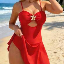 Traje de baño bikini de una pieza ajustado con accesorio de estrella de mar 431 - Amarillo - Ver 5