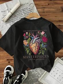 Women's T-Shirt For Spring And Summer - 黑色 - 查看 2