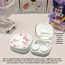 Túi đựng mỹ phẩm Sanrio Kitty, 1 bộ hộp đựng kính áp tròng trong suốt, hộp đựng gương và nhíp di động dễ thương, người bạn đồng hành du lịch cho các cô gái, hộp chăm sóc màu Macaron, hộp đựng kính áp tròng, thích hợp cho kỳ nghỉ biển, du lịch thường ngày, sử dụng hàng ngày, ngày Valentine, đám cưới, hẹn hò, cũng có thể dùng làm hộp đựng kính áp tròng nhiều màu sắc làm quà tặng cho các bữa tiệc. - Nhiều màu - Xem 10