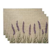 2/4/6/8pcs Lavender Print Rectangular Placemats, Suitable For Home, Restaurant, Holiday Celebration, Banquet Table Decoration - Multicolor - View 10