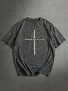 Camiseta suelta de estilo vintage americano con lavado negro de FRACTYR, con gráfico impreso "Road Truth Life", ropa casual y transpirable para exteriores X2UE - Negro - Ver 6