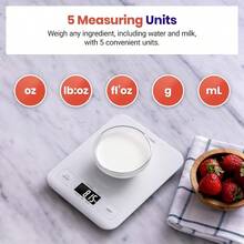 Food Kitchen Scale, Digital Grams And Ounces Weight Loss, Baking, Cooking, Keto And Meal Prep, LCD Display, Medium, White - 白色 - 查看 3