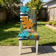 1/2/4/6pcs Printed Chair Covers, Dining Chair Seat Protector, Suitable For Home Or Party, All Season Use - Multicolor - View 5