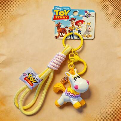 Miniso Móc khóa hình Buttercup trong phim Disney Toy Story, dây bện dễ thương, kiểu dáng tối giản Y2K, làm phụ kiện túi xách bằng silicon, hoàn hảo cho người lớn đi làm văn phòng, dùng để sắp xếp chìa khóa xe, trang trí túi xách hàng ngày.