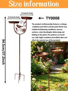 1pc Vintage Iron Garden Bird Bath - Dual Basin Design, Sturdy Five-Claw Base, Water Basin/Feeder Function, Suitable For Outdoor Garden, Patio, Rice Field, Farm, Spring/Summer Decoration, Ideal Gift For Bird Lovers And Gardening Enthusiasts - Double Basin - View 14