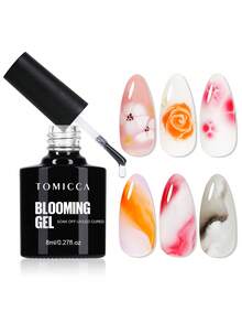 TOMICCA 8ml Transparent Blooming Gel Nail Polish, Removable UV LED Blooming Gel Nail Polish, Can Create Tie Dye Effect, Suitable For Nail Art Painting, Marble Texture, Natural Stone Texture, Watercolor Tie Dye And Other Various Nail Art Designs - Clear - View 9