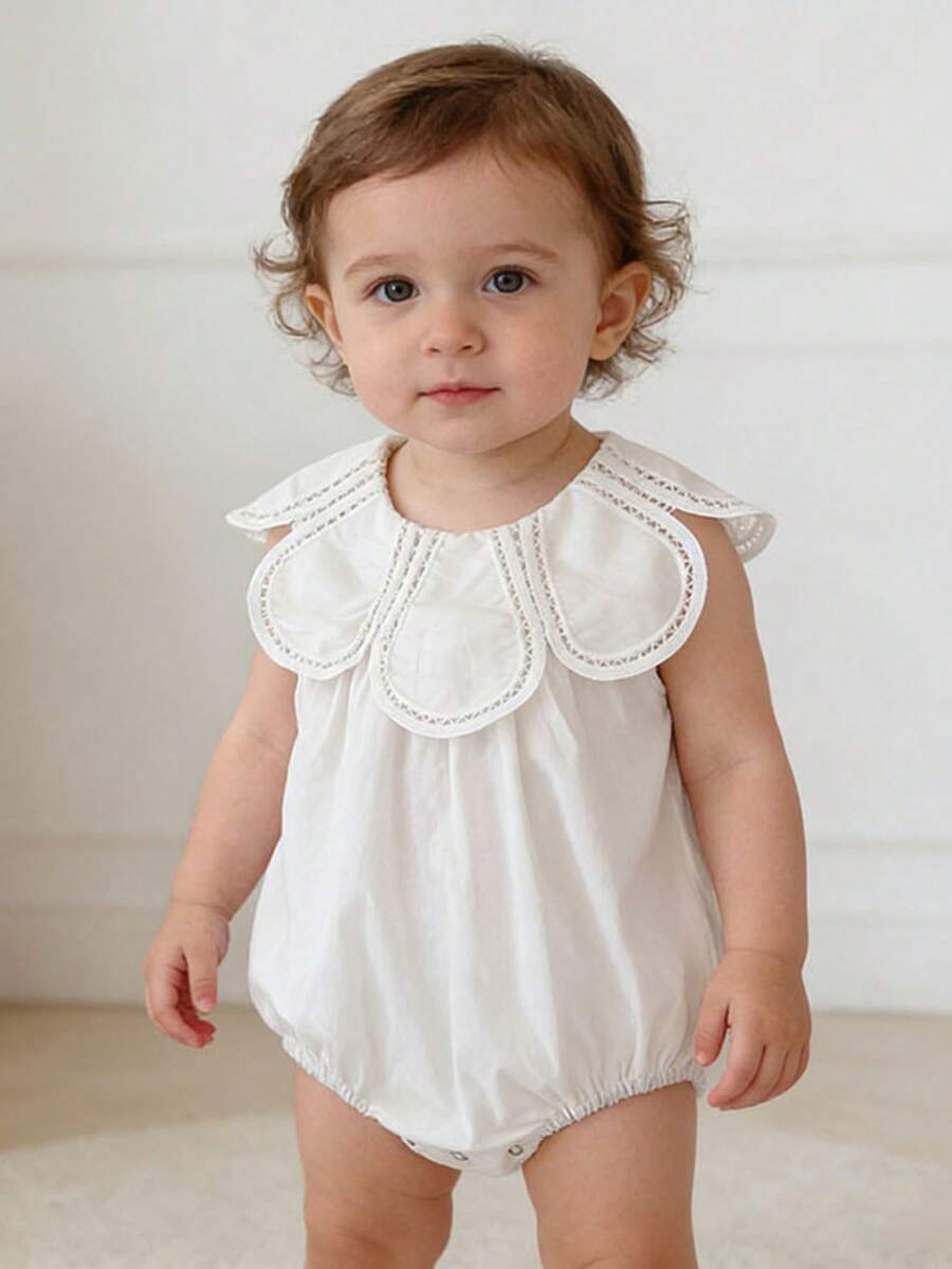 New Arrival Summer Baby Girls Petal Collar Sleeveless Princess Bodysuit