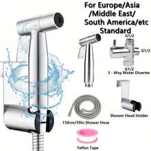 1 Set Toilet Companion Kit, 304 Stainless Steel Bidet Sprayer, Anti-Explosion Shower Hose, Toilet Sprayer Nut Gasket - G1/2" - View 7