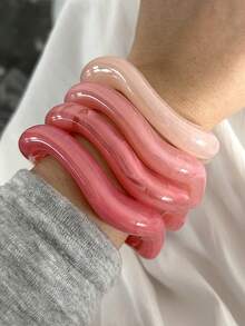 8 pièces/4 pièces/1 pièce Bracelet jonc ouvert vintage élégant Y2K, décontracté, en résine. Convient pour un port quotidien, une fête, des vacances à la plage, des voyages. Empilable. Cadeau. - Multicolore - Voir 5