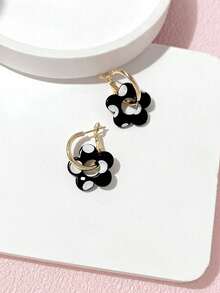 LADYCOCO 1 Đôi bông tai mặt dây chuyền acrylic đen trắng thời trang, thanh lịch, phù hợp cho nữ, kiểu dáng cá tính, cổ điển (Chất liệu là tấm acrylic, sản phẩm giá rẻ. Vui lòng kiểm tra kỹ trước khi mua). Họa tiết chấm trắng ngẫu nhiên và không đối xứng. - Nhiều màu - Xem 3