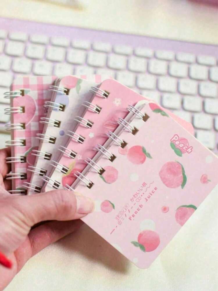 1/4/8pcs A7 Mini Spiral Notebook, 80 Sheets Per Book, Cute Cartoon Pattern Pocket Memo Pad With Horizontal Lines, Portable Notepad For School Supplies, Office, Study, Journaling & Note Taking - A - View 1