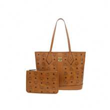 Mcm Visetos Collection Printed Women's Shoulder Bag - 干邑色MWPGSLR03CO001 - 查看 12