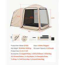 Screen House Tent, 6 X 6 Ft, 4-6 Person Pop Up SUV Tailgate Tent, Portable Screened In Canopy With Carry Bag, Netting Sides, For Car Camping, Garden, Patio, Backyard, Outdoor Activities, Beige - 6 x 6 ft, 4-6 Person SUV Tailgate Tent - 查看 12