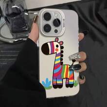 Fanahat Phone Case - Colorful Silver Hard Shell Phone Case With Rainbow Giraffe Compatible With IPhone 17/16/15, Using IMD Technology - 1 - View 4