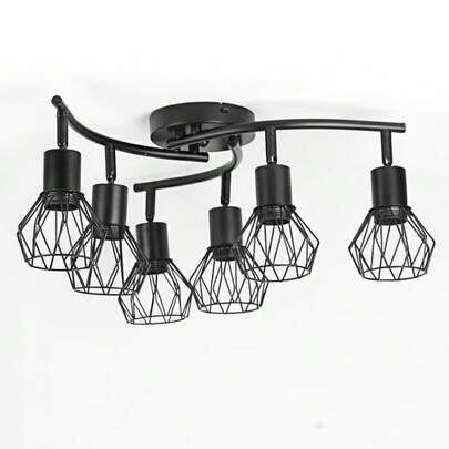 CANMEIJIA Đèn trần sắt cổ điển 4/3/6 bóng, sử dụng bóng đèn E27, thích hợp trang trí nội thất trong phòng học, phòng ngủ, phòng khách, quán cà phê, phòng triển lãm, phòng trưng bày, bảo tàng, hành lang, hiên nhà. Điện áp: 85V-265V, dễ lắp đặt, có thể tùy chỉnh.