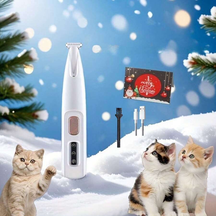 1件寵物美容剪刀，低噪音狗貓理毛剪髮器，電池/USB供電，LED燈多部位修剪爪子、眼睛、耳朵、臉部與敏感區域，無線寵物理毛剪，專業寵物剪髮器，500mah - 查看 1